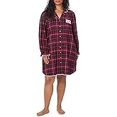 Eileen West Womens Sleepwear & Loungewear - 100% Cotton Brushed Flannel Collection - Long Sleeve Soft & Cozy Nightshirt