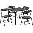 Flash Furniture Mindy Kids 5-Piece Folding Table and Chairs Set for Daycare and Classrooms, Children's Activity Table and Chairs Set, Black