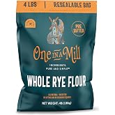 One in a Mill Whole Rye Flour 4LB |100% All-Natural Unbleached Pre-sifted Bread Flour for Baking Cakes, Pie Crusts &amp; Artisan Doughs
