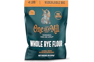 One in a Mill Whole Rye Flour 4LB |100% All-Natural Unbleached Pre-sifted Bread Flour for Baking Cakes, Pie Crusts & Artisan Doughs