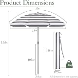 CHRISTOW 2m Beach Umbrella Tilting Parasol UV 30+ with Bag Grey/White view 7