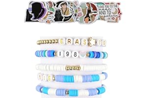 ARZASGO 5 Pcs Friendship Bracelets Singer Inspired Bracelet Set for Women Girls, with 50 Pcs Ts Music Theme Stickers for Decoration