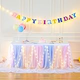 Shillance 9ft Rainbow Tulle Table Skirt for
