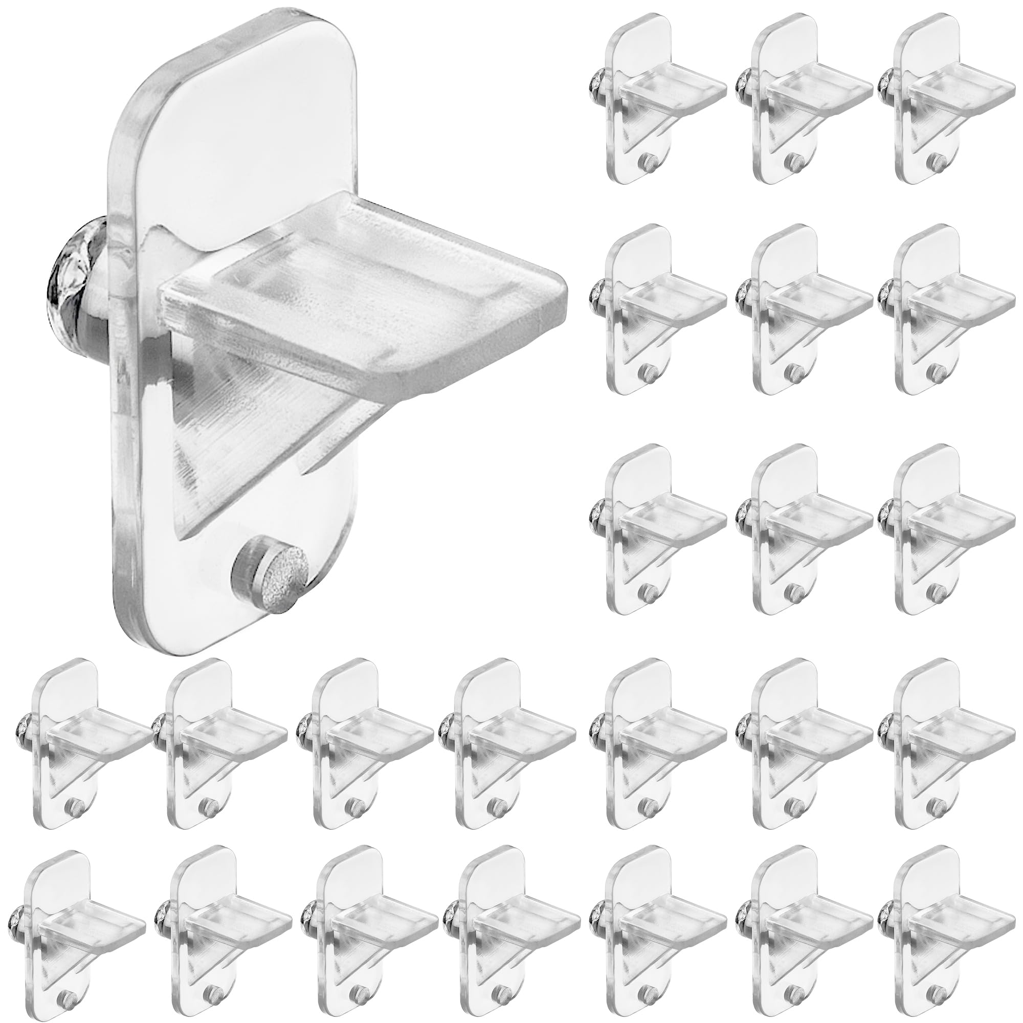 Photo 1 of Nkiy Quen 24 Pcs Shelf Holders Pegs-1/4 Inch Clear Plastic Cabinet Shelf Clips-Furniture Support Pin for Kitchen Cabinet Wood Shelving Shelf Bookcase Pegs Replacement