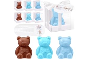 Geosar 36 Pack Bear Christmas Favors Bear Soap Gift with Thank You Cards and Boxes for Baby Shower Decoration Guest Gift Wedding Party Bridal Favors Supplies(Dark Brown Blue)