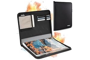 AUROTIER Fireproof Art Portfolios 11"x14" 30 Pockets Display 60 Pages Water-resistant Art Painting Portfolio Folder with Clear Plastic Sleeves Presentation Book for Artwork Document Contract Organizer