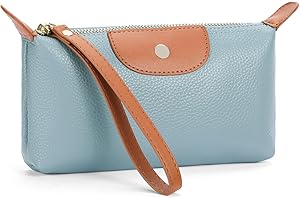 SENDEFN Leather Wristlet for Womens Wallet RFID Blocking Double Zip Cell Phone Clutch Purse