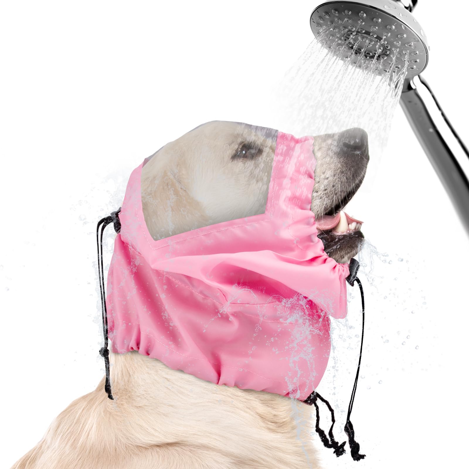 Dog Shower Cap, Adjustable Dog Ear Protection for Swimming Waterproof Dog Bath Ear Covers Dog Headband for Bathing Dog Rain Hat for Pet Shower Supplies (Pink)