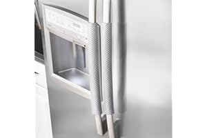 OUGAR8 Refrigerator Door Handle Covers Handmade Decor Protector for Ovens, Dishwashers.Keep Your Kitchen Appliance Clean from Smudges, Food Stains (Rhombus Light Gray)