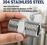 Bwintech 6 Pcs 1/2" Male to 1/2" Male BSP Stainless Steel Hex Nipple Pipe view 5