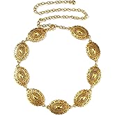 GANDC Western Metal Concho Chain Belt, Boho Vintage Style for Women, Country Concert, Cowgirl Waist Belt for Dresses, Jeans