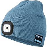 Wmcaps Bluetooth Beanie with a Light, USB Rechargeable LED Beanie with Cordless Headphones, Unique Christmas Birthday Gifts for Men