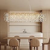YUYI Modern Crystal Chandelier, 60" Gold Tree Branch Chandelier, 16-Light Rectangular Chandeliers for Dining Room, Kitchen Is