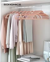 SONGMICS Velvet Hangers 50 Pack Non-Slip 0.6 cm Thick 360° Swivel Hooks Pink view 2