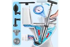 HEABOOM Toilet Plunger, Air Drain Blaster, Drain Clog Remover Tool, High Pressure Drain Blaster Gun with Visual Barometer, Toilet Clog Remover Powerful Toilet Plungers for Sink Bathroom Kitchen Clogged Pipe