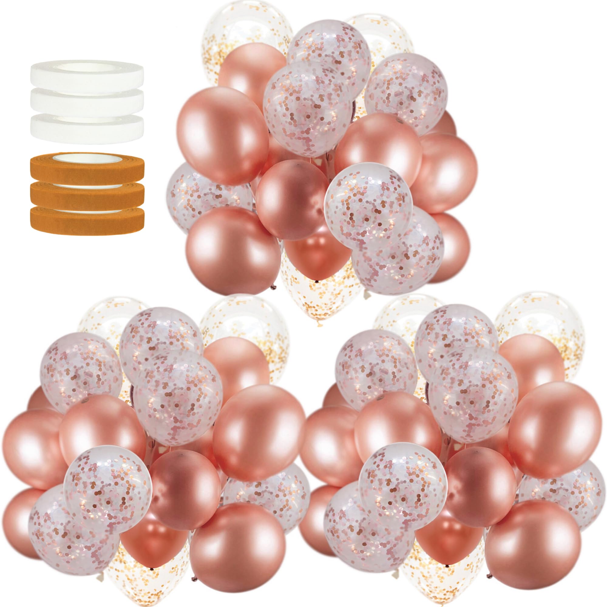 Photo 1 of **2 pack**60 PACK Dandy Decor Rose Gold Balloons + Confetti Balloons w/Ribbon | Rosegold Balloons for Parties | Bridal & Baby Shower Balloon Decorations | Latex Party Balloons | Graduation, Engagement, Wedding