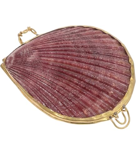 VILLCASE Seashell Trinket Box - Hinged Jewelry Organizer With Gold Inlay For Rings & Small Treasures