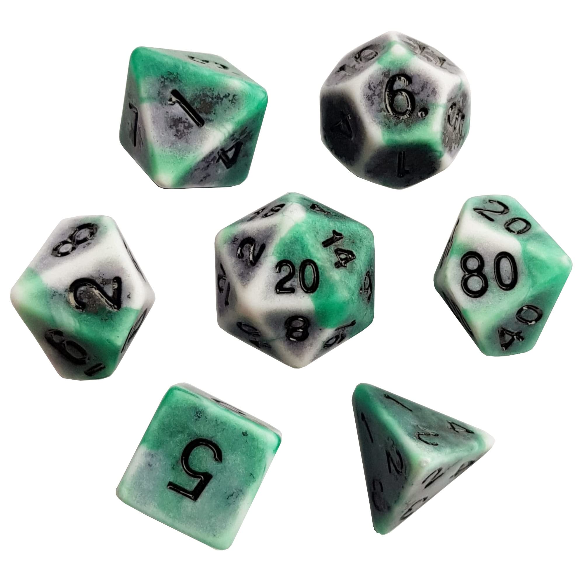 Beast Totem Dice - MULTIPLE SYLES - Polyhedral TTRPG Dice - for RPGs card games and Tabletop RPG's - CHOOSE YOUR STYLE (Mottled Green)