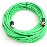 Eonvic M12 D Code 4 Pin Male to RJ45 Plug High Flex Cat5e Industrial Ethernet PVC Cable for Automation Application (50M, Green)
