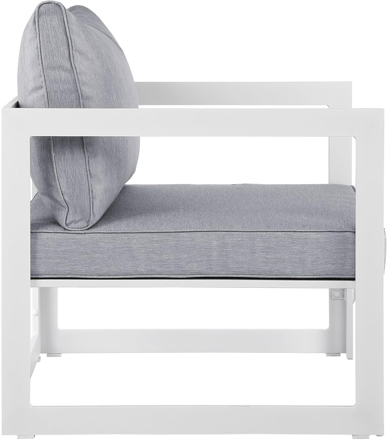 Modway Fortuna Aluminum Outdoor Patio Armless Chair in White Gray : Garden & Outdoor