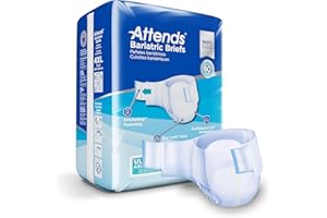 Attends Bariatric Briefs with tabs for Adult Incontinence Care with ConfidenceCuff Protection, Ultimate Absorbency, 4X-Large, 8-Count (x4)
