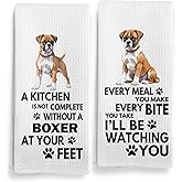 Qeheb Boxer Dog Kitchen Towels - Decorative Set, Gifts for Women, Hand Dish Tea Towels 16x24 Inch