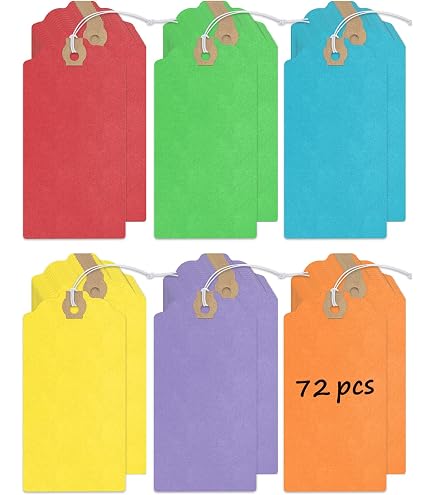 100 Pack Small Hang Tags With Elastic String – 2.75” X 1.37” White Paper Price Tags For Labeling, Marking, Retail