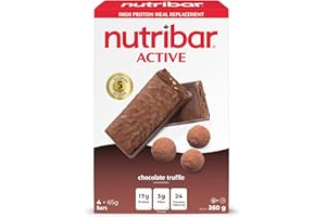 Nutribar Active Chocolate Truffle Meal Replacement Bars, High protein, Bars, 24 Vitamins & Minerals, High Fibre, Made in Cana