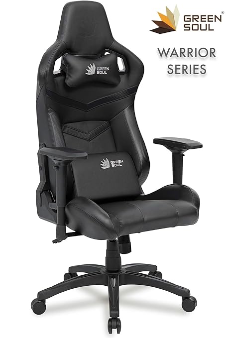 Green Soul PU Leather Gaming/Office Chair with 180 Degree Recline (Full Black)