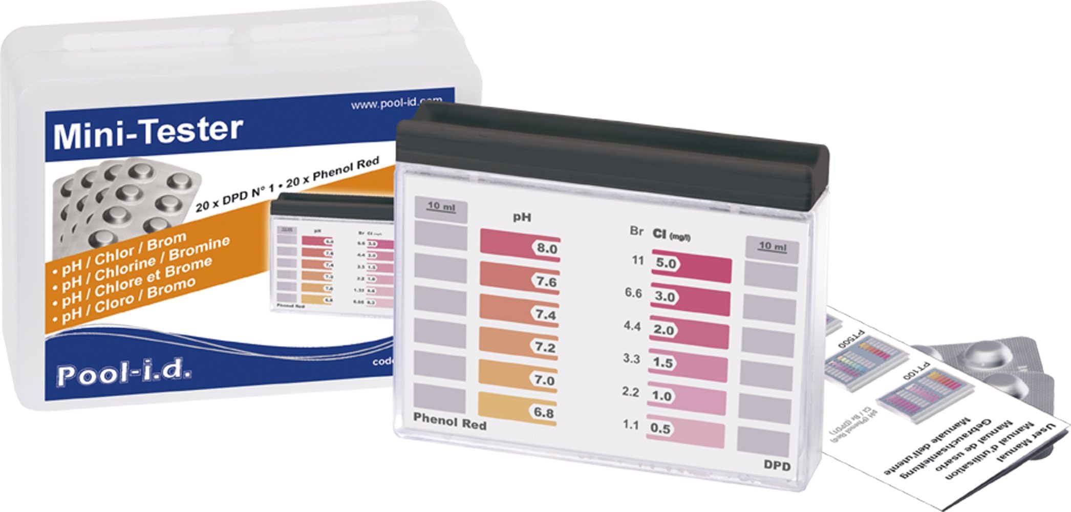 Pool I.D PTM100 chlorine bromine/Ph test mini