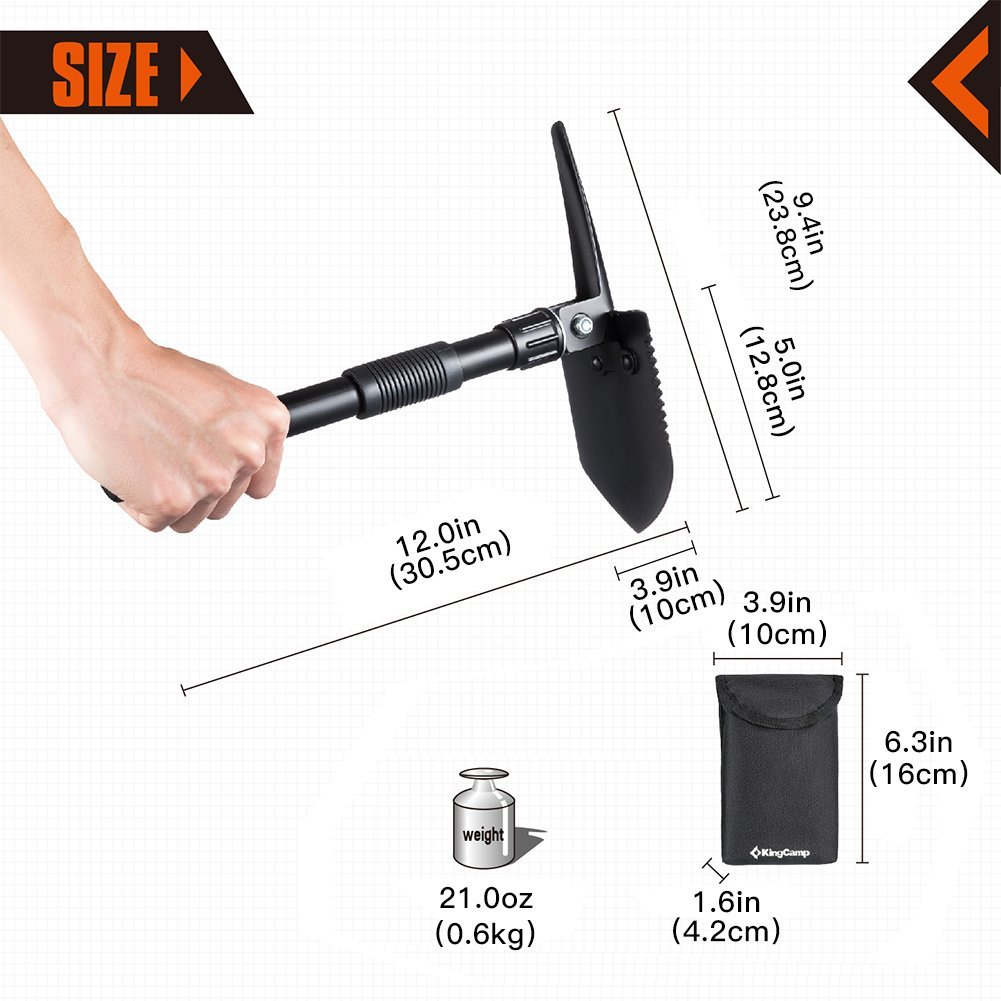 KingCamp Multifunction Portable Outdoor Folding Shovel for Hiking Hunting Fishing Gardening (Mini Folding Shovel)