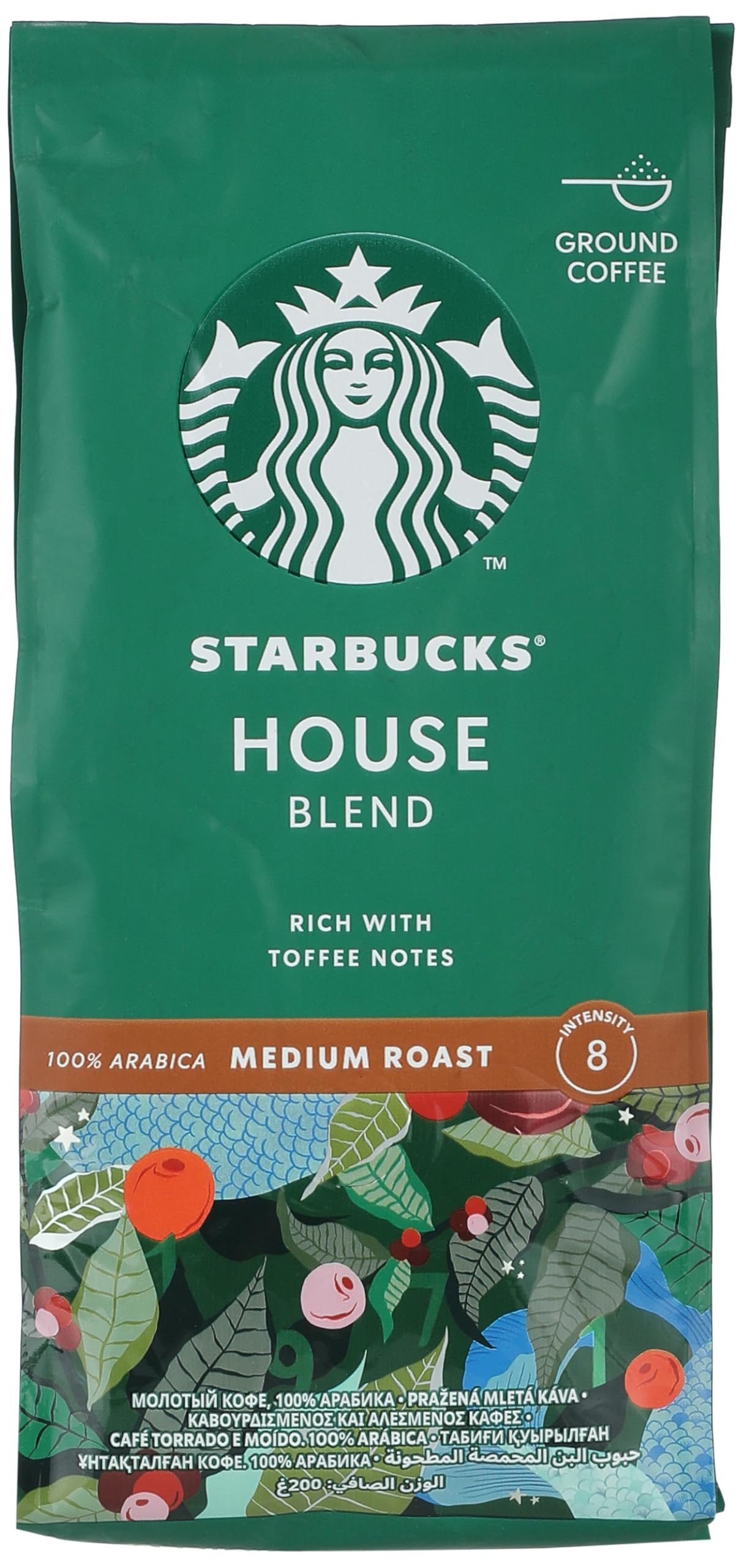 STARBUCKS House Blend Medium Roast Ground Coffee, 200 g