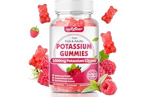 softbear Potassium Citrate 1000mg Gummies – Suagr Free Potassium Gummies for Muscle Support & Electrolyte Balance – Potassium Supplement for Women & Adults, Vegan, Raspberry Flavor (60 Count)