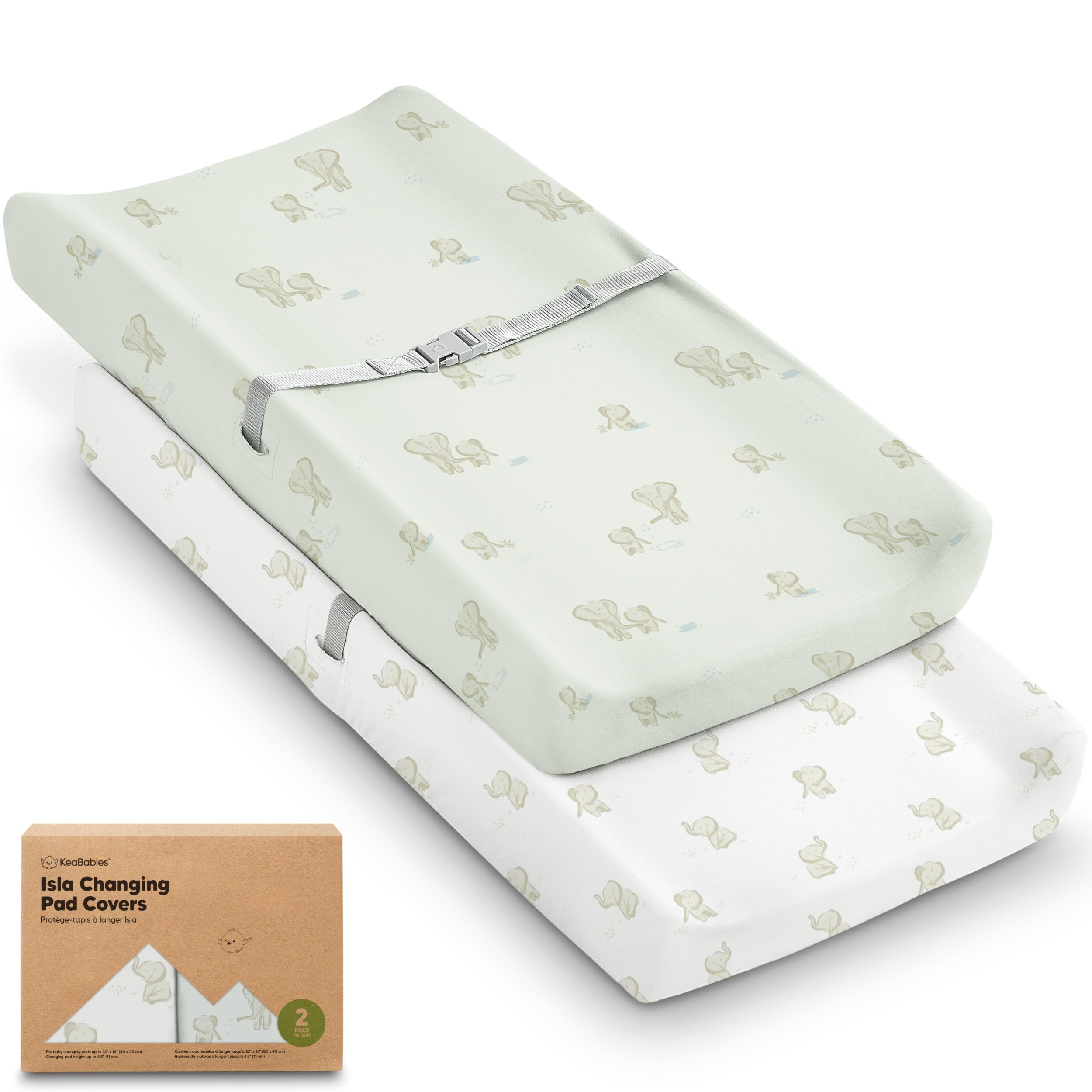 Photo 1 of 2-Pack Baby Changing Pad Covers for Girl, Boy, Neutral - Soft Viscose Derived from Bamboo Changing Table Pad Cover Sheets, Baby Nursery Diaper Changing Pad Cover, Contour Changing Pad Liner (Elly)