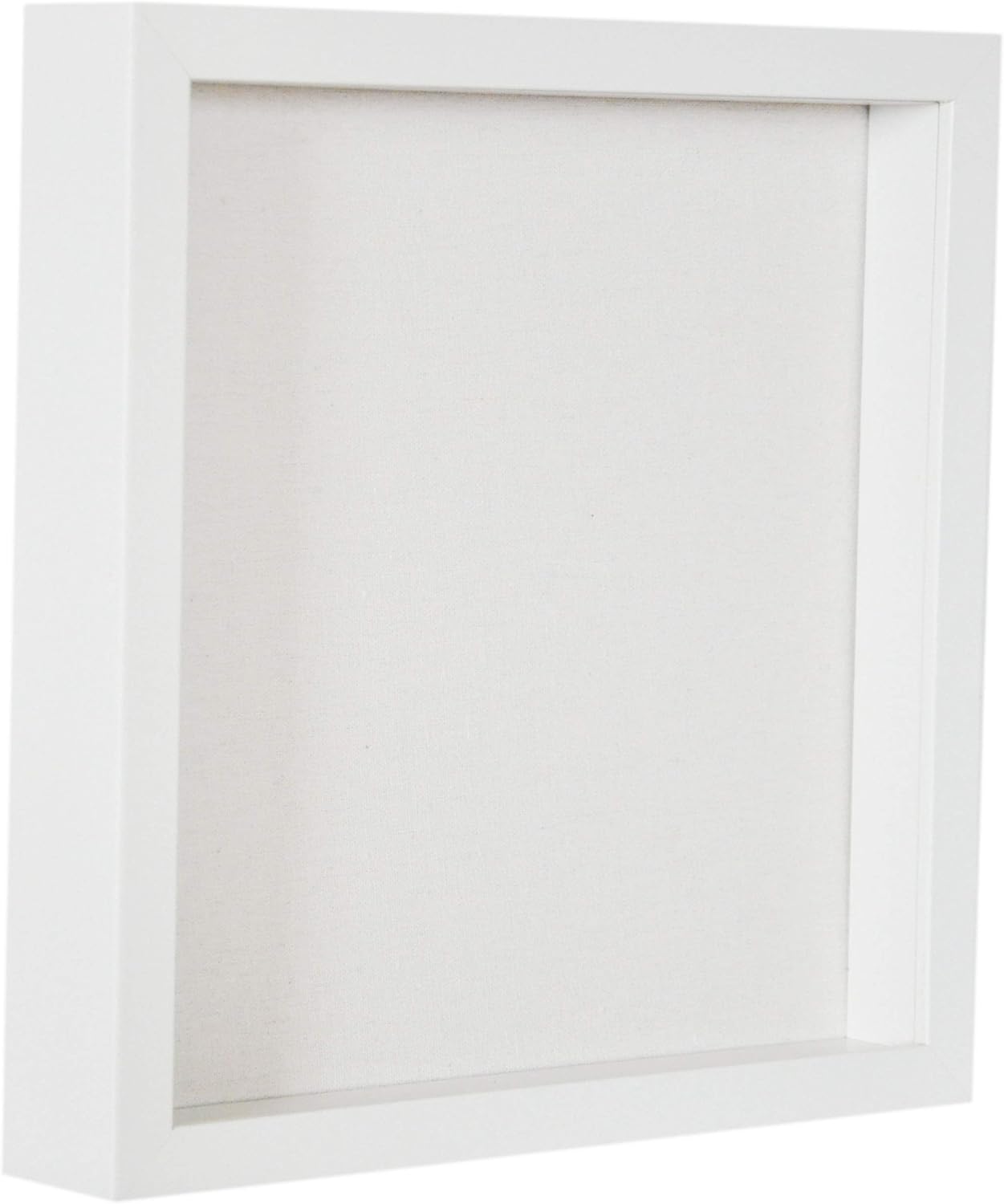 Display Box/Shadow Box Frame Wood deep Depth with Linen Back Easy Hanging, Perfect for Display Photos, Medals, Awards, Tickets (White, 10x10)