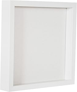 Display Box/Shadow Box Frame Wood deep Depth with Linen Back Easy Hanging, Perfect for Display Photos, Medals, Awards, Tickets (White, 10x10)