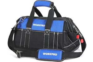 WORKPRO 16-inch Wide Mouth Tool Bag with Water Proof Molded Base