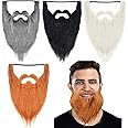 WILLBOND 4 Pieces Fake Beards Long False Beards Funny Fake Mustache Whisker(Black, Orange, White, Gray)