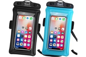 PSHYX TPU Waterproof Cell Phone Pouch Floating,Dry Bag for Phone,Universal Waterproof Phone Case with Arm Band and Lanyard for iPhone 13 12 11 Pro Max 8Plus Samsung Galaxy S22 S21(Black+Blue,2Pack)