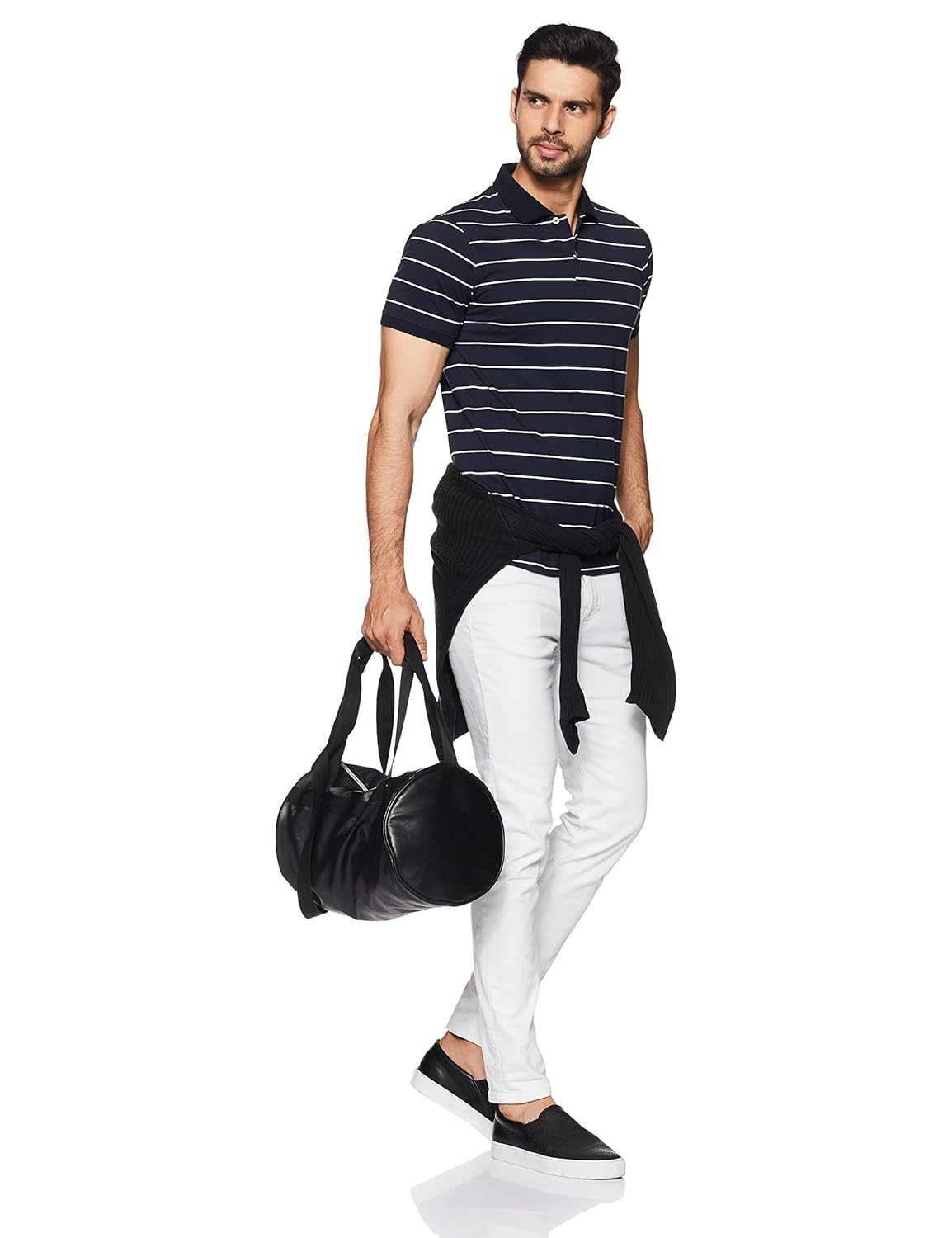 get in men's striped regular fit polo