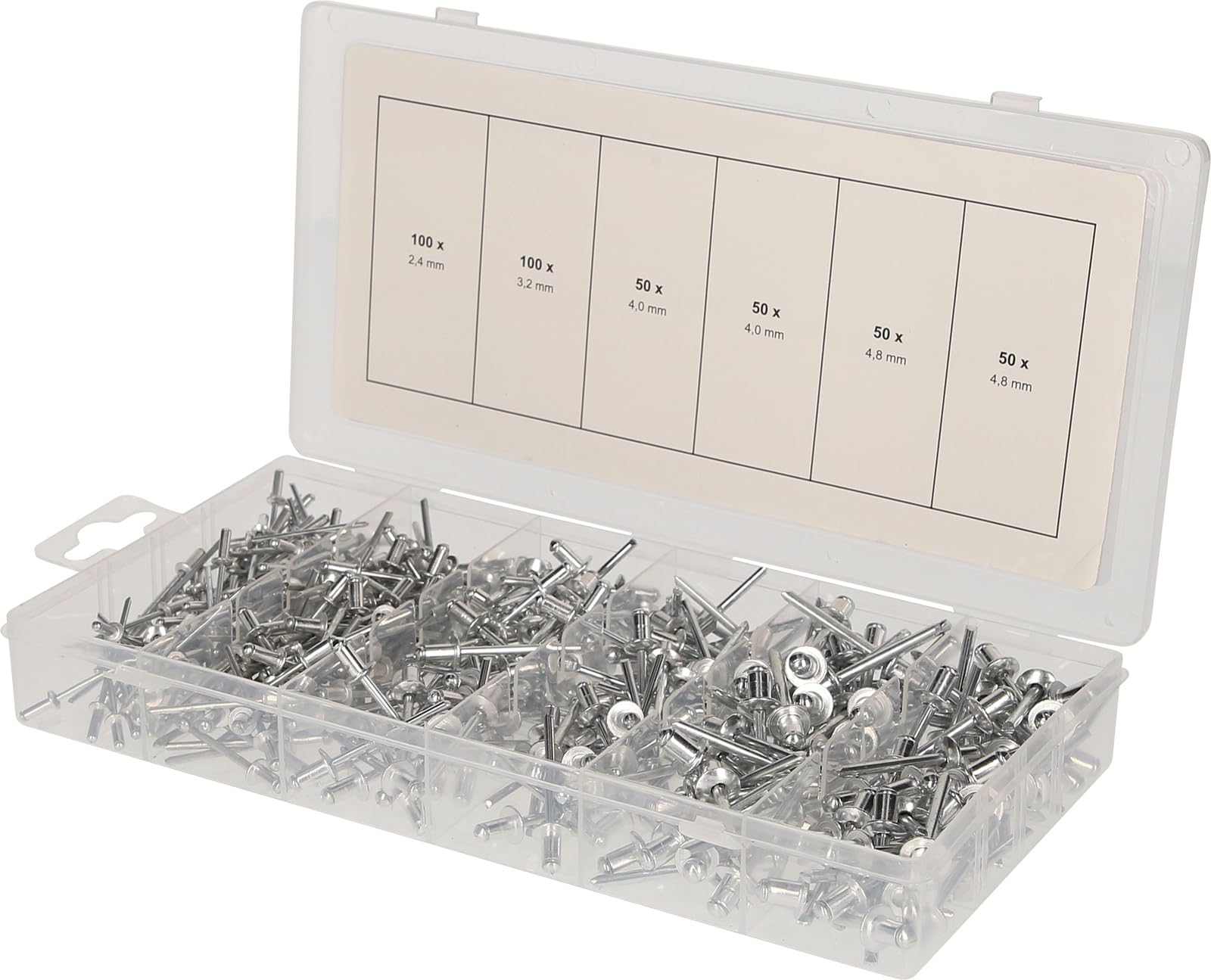 BRILLIANT TOOLS BT066950 Assortment of Blind Rivets, 400 Pieces, 2, 4-3, 2-4 - 4, 8 mm [Powered by KS Tools]