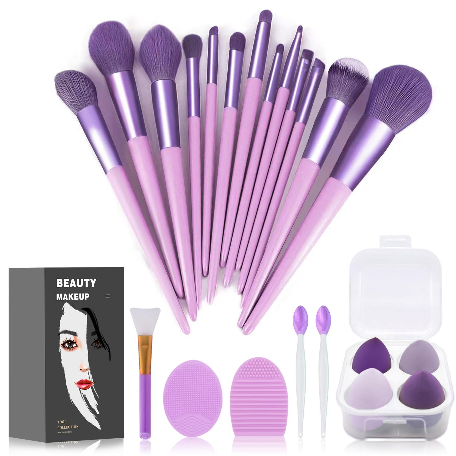 Photo 1 of Koccido Makeup Brushes 22 Pcs Makeup Kit,Foundation Brush Eyeshadow Brush Make up Brushes Set (Purple, 22 Piece Set)