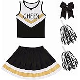 Gukuu&co Black Cheerleader Outfit for Girls 3-10 Years Cheerleading Costume for Girls Cheer Up Cosplay Birthday Gifts
