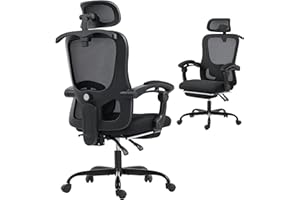 HOMCOM Ergonomic Office Chair, Mesh Computer Desk Chair with Adjustable Headrest, Lumbar Support, High Back, Reclining Functi