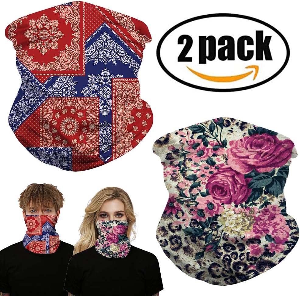 Unisex Seamless Bandana Neck Gaiter Tube Mask Headwear, Motorcycle Face Mask for Women Men Face Scarf Fishing Mask