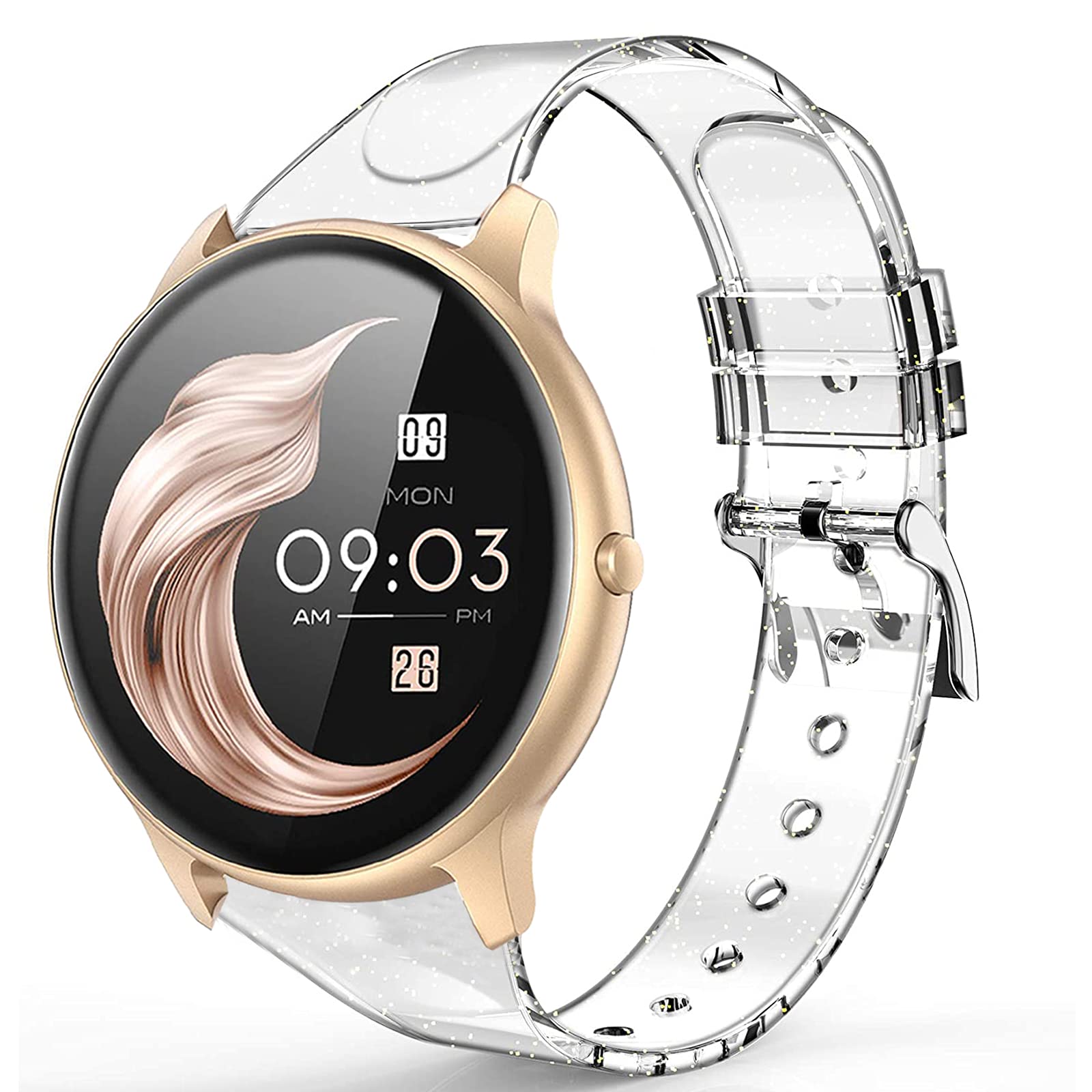 Compatible for AGPTEK Band, Youkei Glitter Clear Silicone Sports Straps Compatible for AGPTEK LW11 Smartwatch (Transparent)