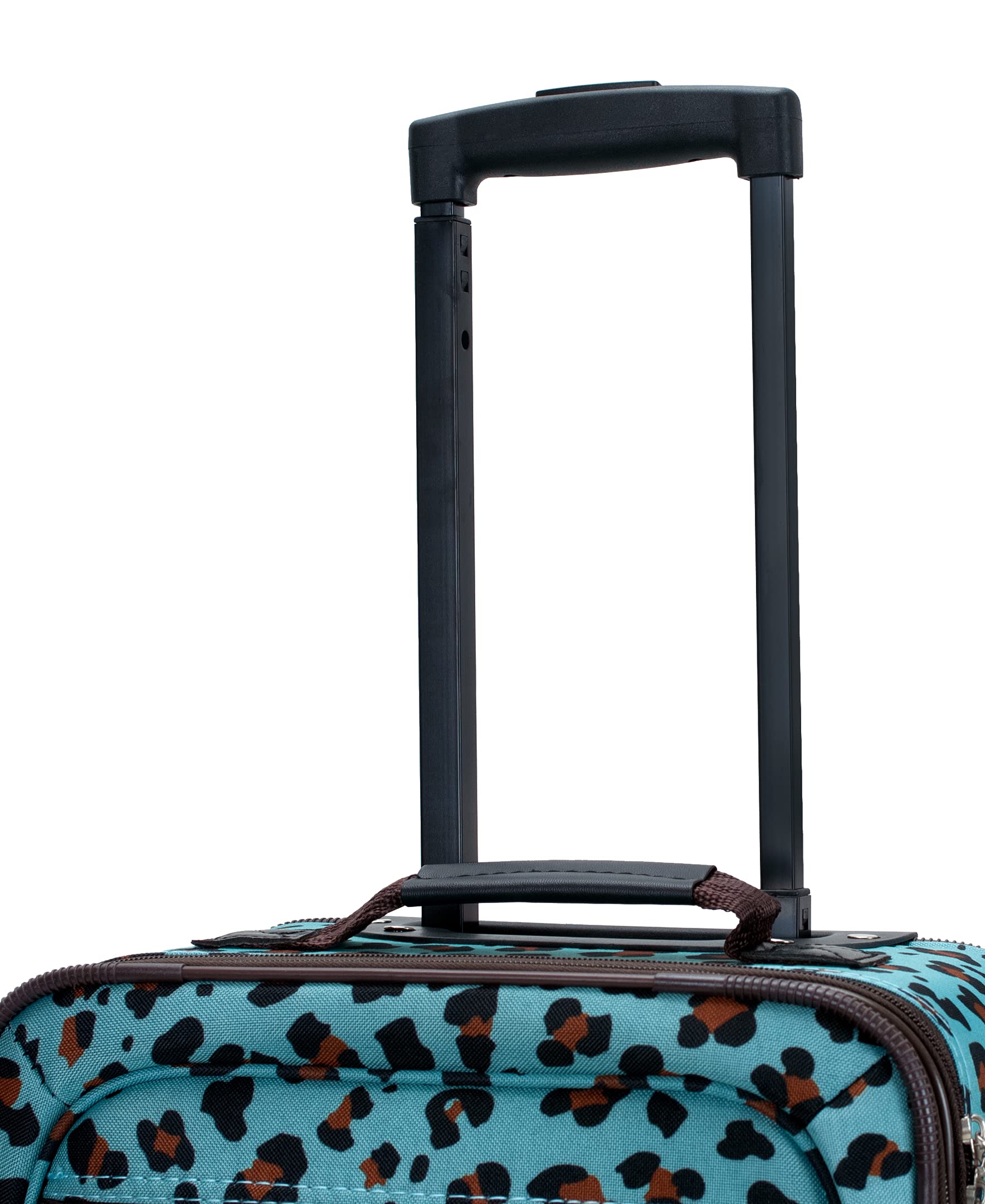 Rockland Jungle Softside Upright Luggage, Blue Leopard, 4-Piece Set (14/29/24/28)