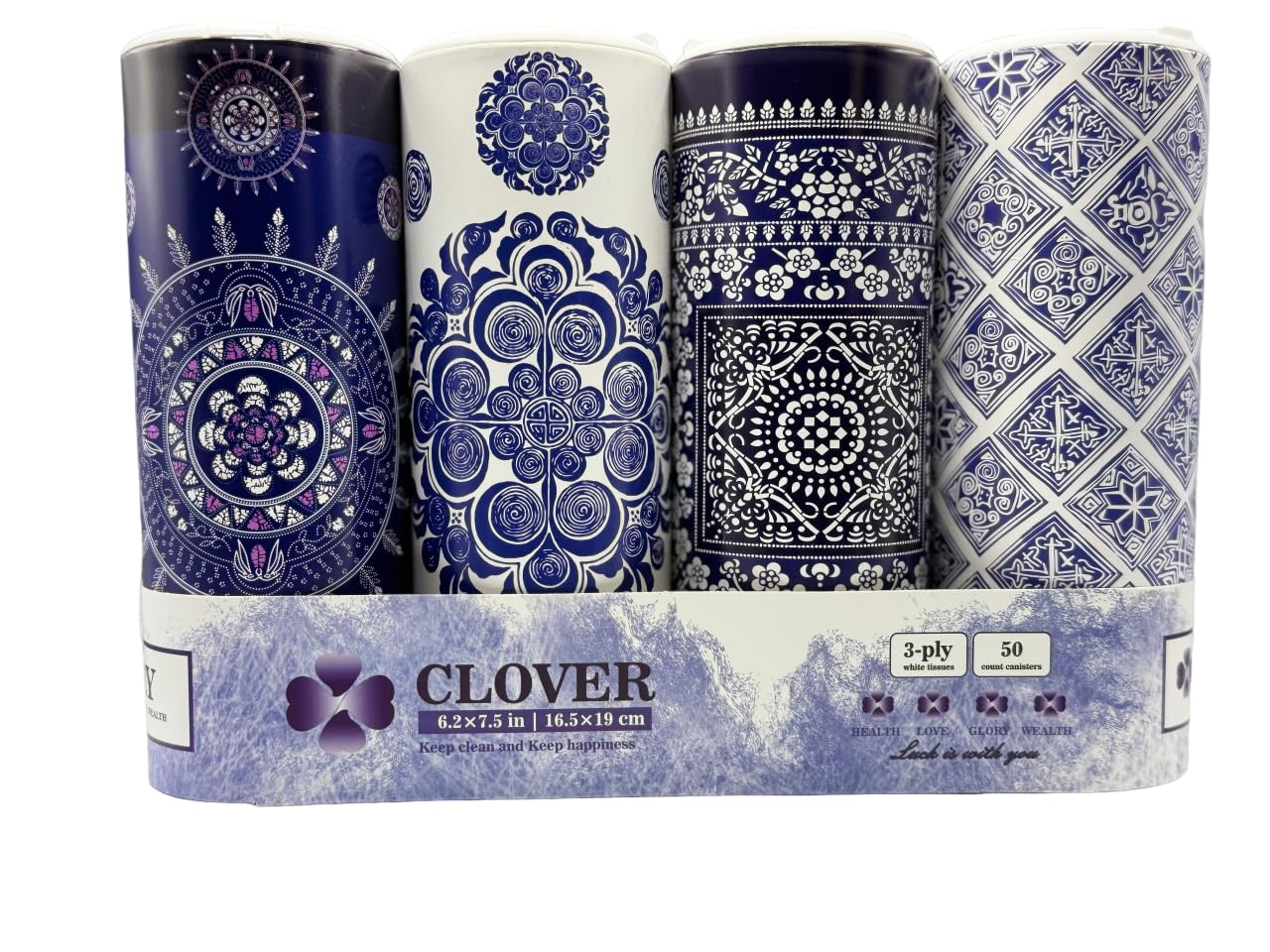Photo 1 of CLOVER Round Tube Facial Tissues & Car Tissues - Travel Tissues in Compact Cylinder for Cup Holder, Office, Bedroom, Vanity (Lition, 3-Ply, Pack of 4)