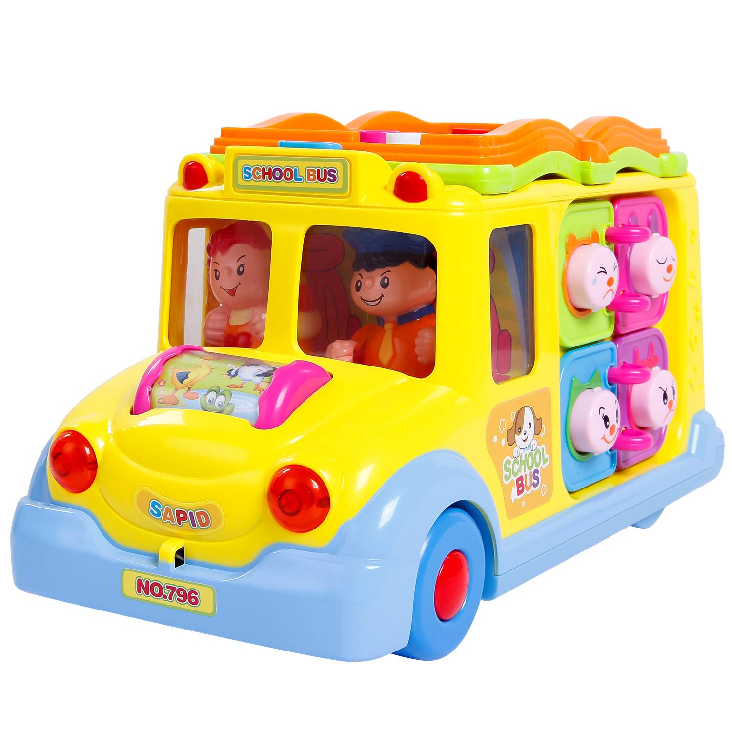 Toddlers School Bus Toy with Light Sounds Educational 1 2 3 Year Old