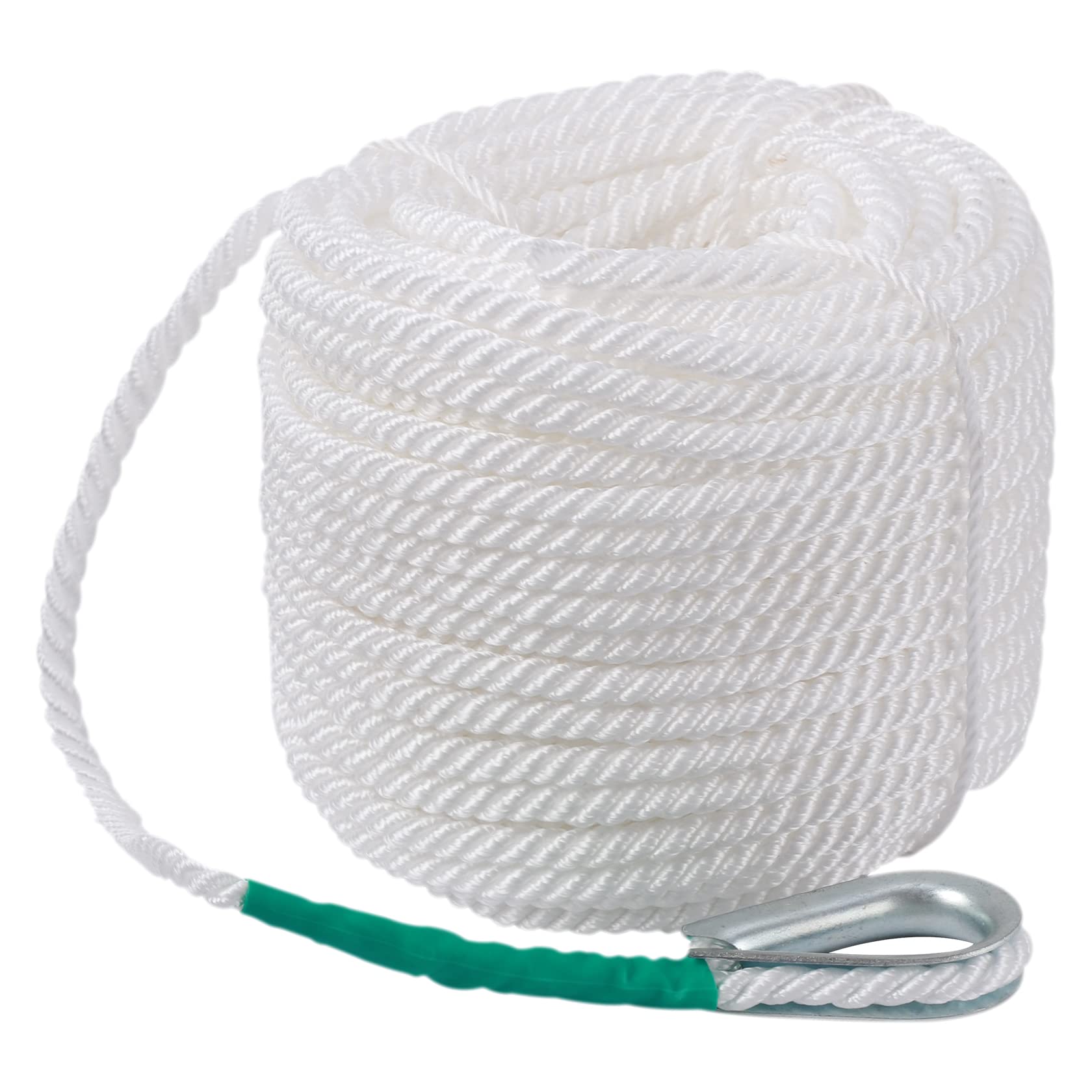 CarBole Boat Rope,Nylon Mooring Rope,Multi-functional Dock Line Rope 12mmx30m for Boating Sports Camping Sailing Hiking (White) (5850LB)